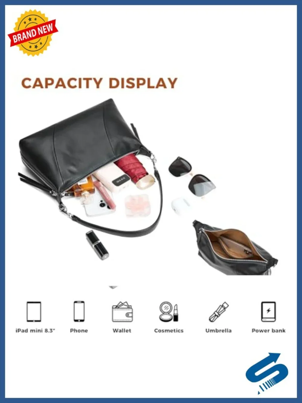 Genuine Leather Hobo Bag, Minimalist Shoulder & Crossbody Bag